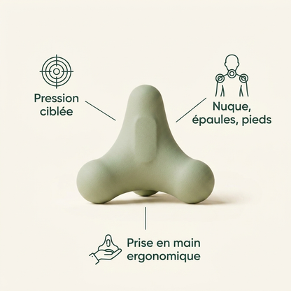 Boule de massage Relaxialis — pression ciblée, nuque, épaules et pieds, prise en main ergonomique